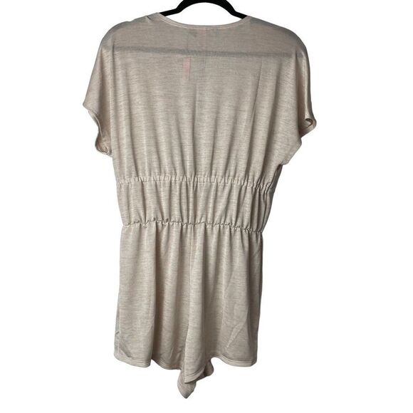 NWT Victoria Secret Cream Beige Sleep Romper size M Short Sleeve V Neck - Picture 9 of 11